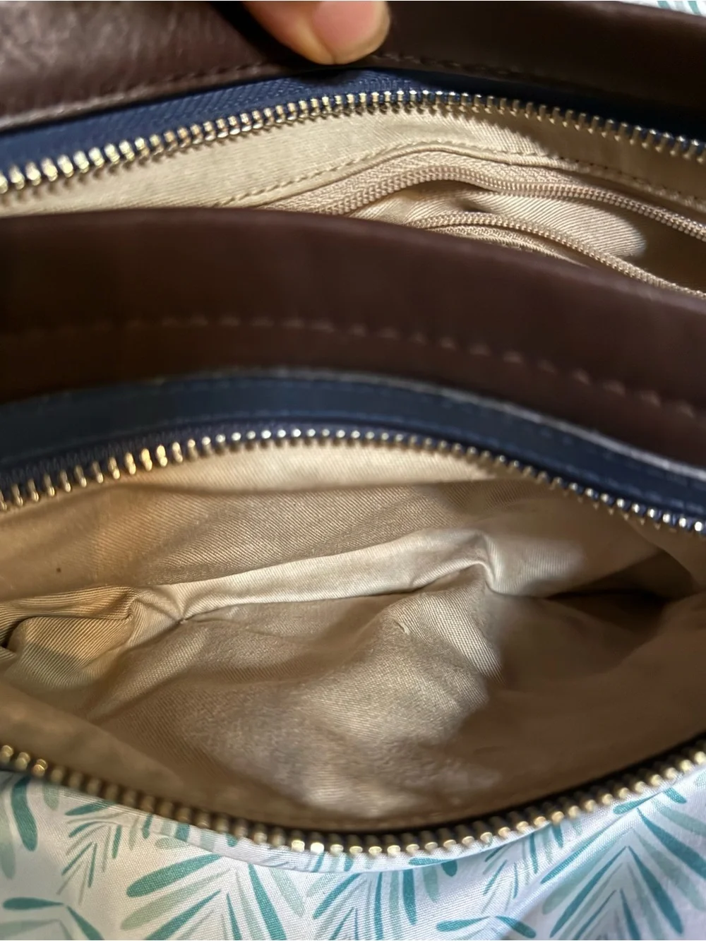 Coach Two-Tone Blue and Brown Leather Wristlet Clutch